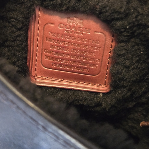 Coach Authentic Harvey Mens 7.5D Black Leather Shearling Lined Ankle Boots - Picture 14 of 15